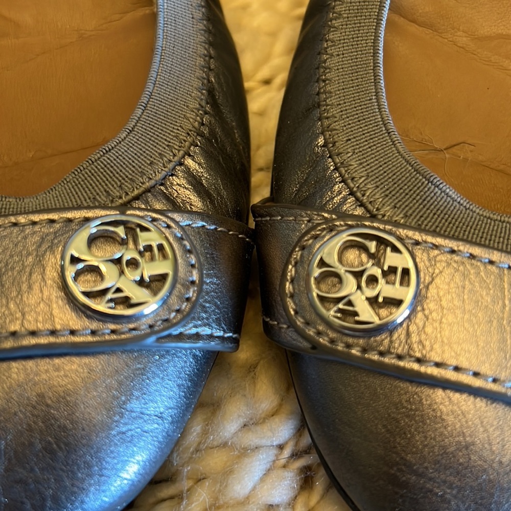 5/$50 Coach pewter leather flats size 6